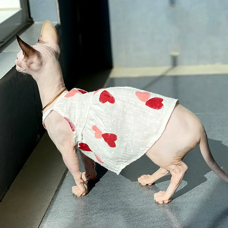 Fashionable Personality Red Peach Heart Skirt Cat Vest