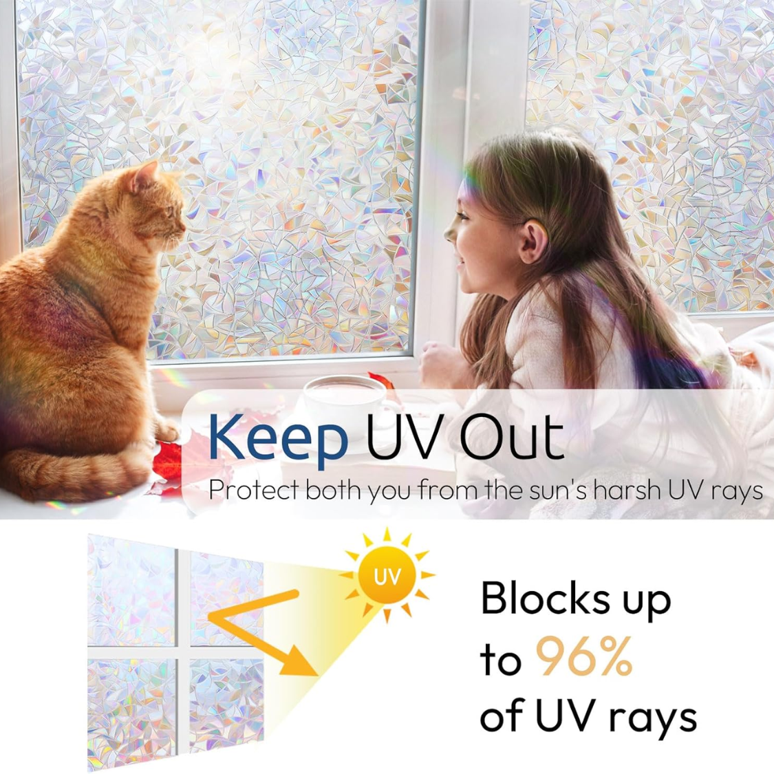 Window Privacy Film Rainbow Film Decorative Window Sticker 3D Static Stained Glass Cling Tint For Home Heat Control Non Adhesive — foto 6