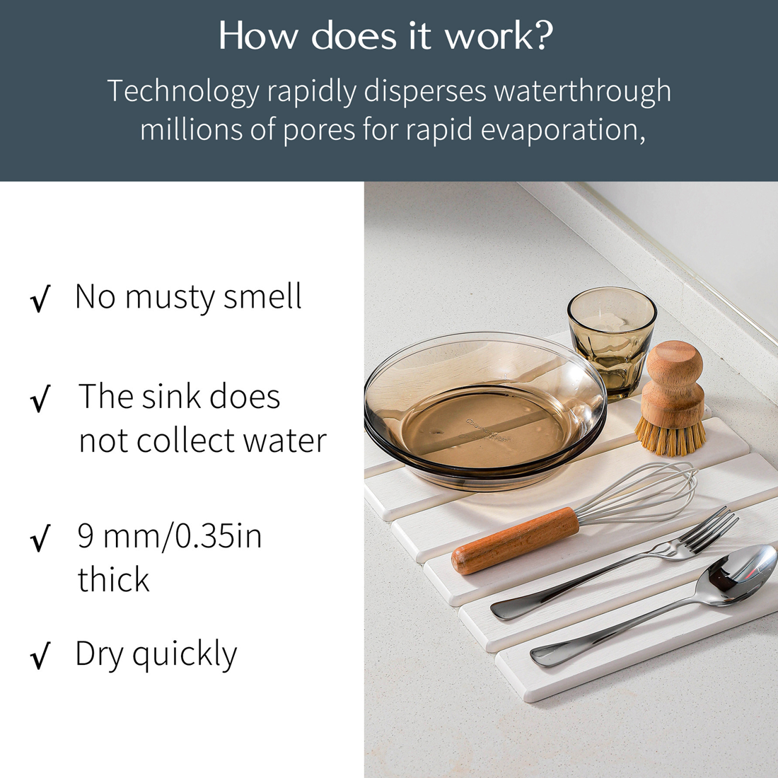 Foldable Diatomite Drying Mat Absorbent Draining Quick Dry Nonslip Pad — image 8