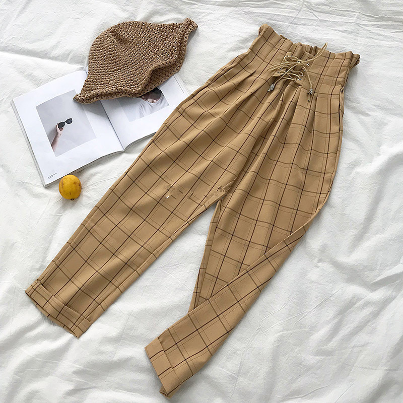 Title 4, Ladies Spring New Plaid Casual Pants