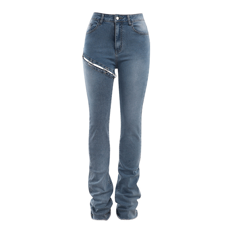 Statement Detachable Jeans High Waist Slim Trousers