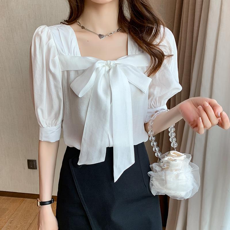 Title 2, Loose Tie Shirt Short Sleeve Bow Top