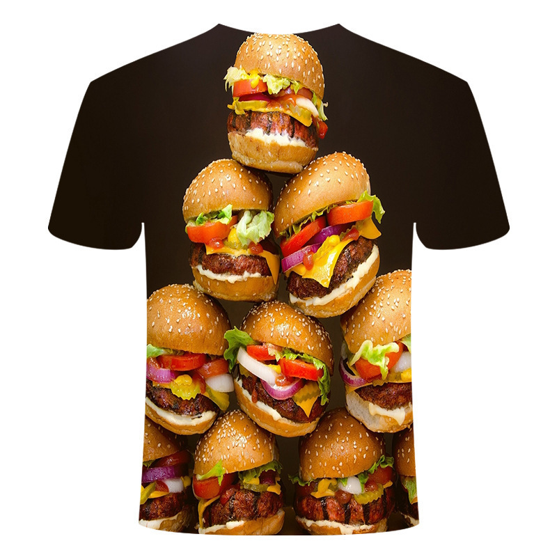 Title 1, 3D-geprinte hamburger T-shirt met korte mouwen ...