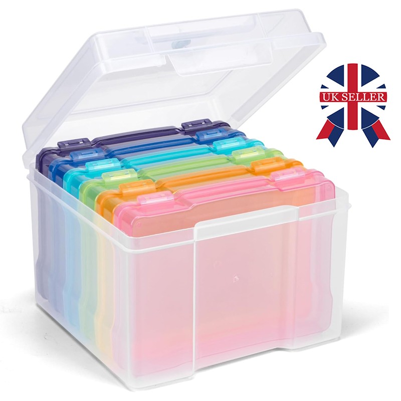Compact Photo Storage Box For Organization Holds 5x7 Inch Photos 6 Cases White — image 9