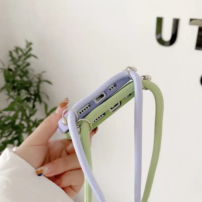 Solid Color Card Lanyard Style Integrated Sliding Window Phone Case