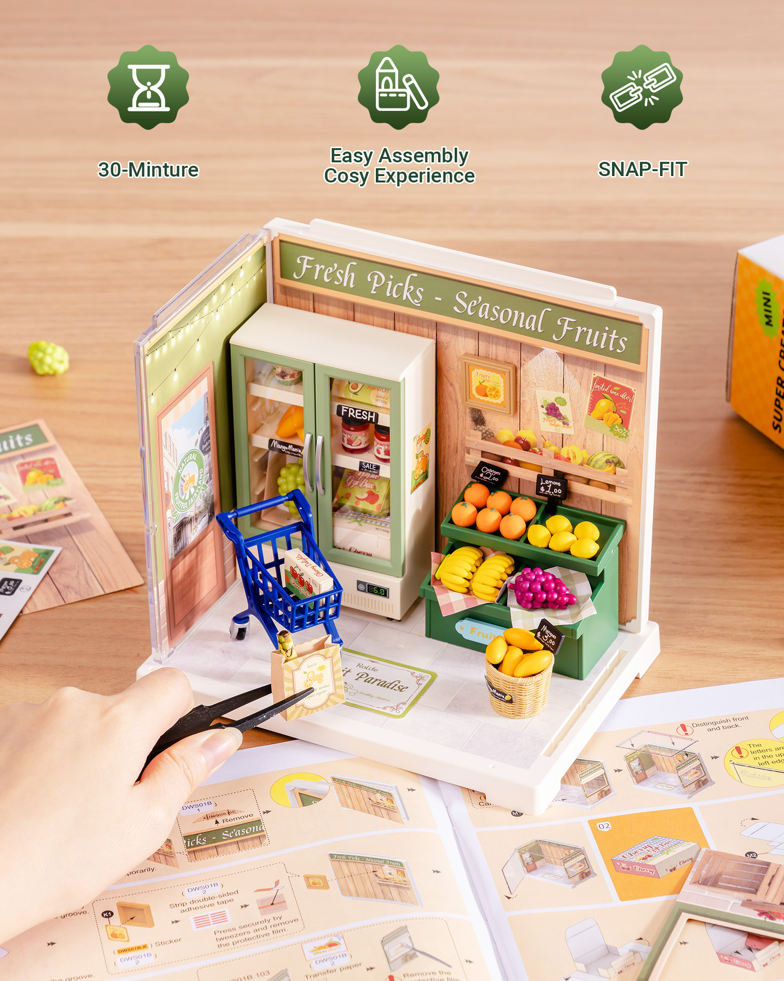 Rolife Super Creative DIY Plastic Mini House Set - 3D Puzzle With Dust Cover, Compatible With Mini Figures, Multiple Themes Available, Home Decor, Teen And Adult Gift