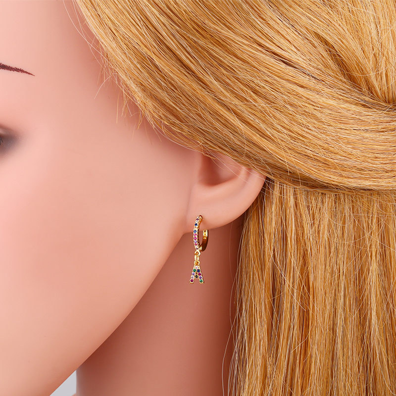 Personalized Micro-inlaid Colorful Zircon Letter Earrings