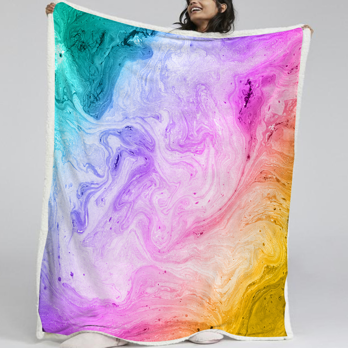 1pc Of High Weight Soft And Warm, Simple Color Gradient Patterned Lamb Wool Blanket, Versatile Sofa, Good Companion, Office Nap Blanket, Also Suitable For Camping — foto 5