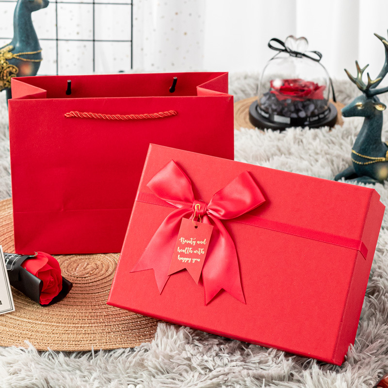 Title 3, Spot Red Bow Gift Box Tiandigai Long Square Pac...