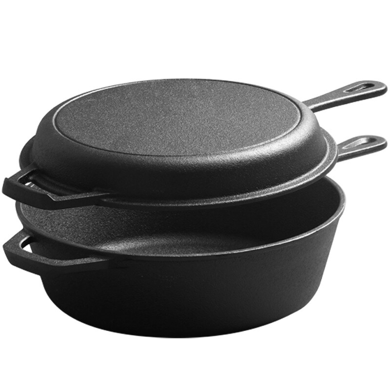 Cast Iron Casserole Dish Pot Pan Cook Camping Stew Dutch Oven StockpotSkillet — image 6