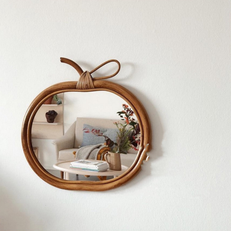 Round Rattan Wall Mirror