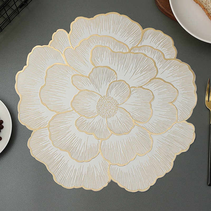 4XLuxury Flower Table Decor Placemats Round Place Mat Kitchen Dining Party — image 3
