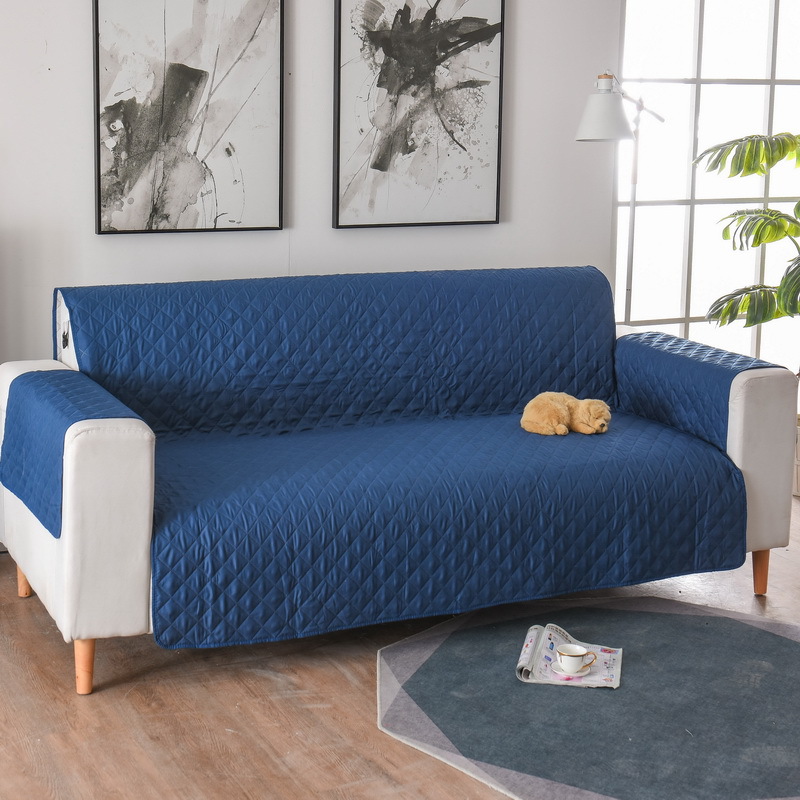 Lattice sofa cover navy blue