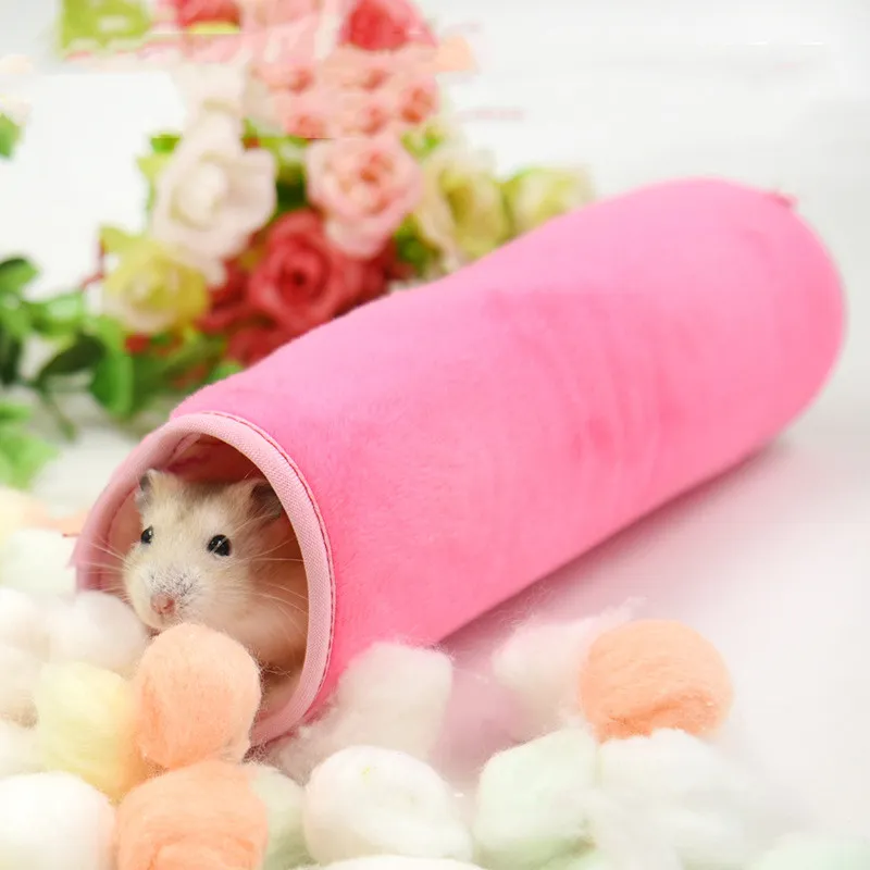 Hamster Warm Cotton Den - Tunnel Cotton Nest Pink