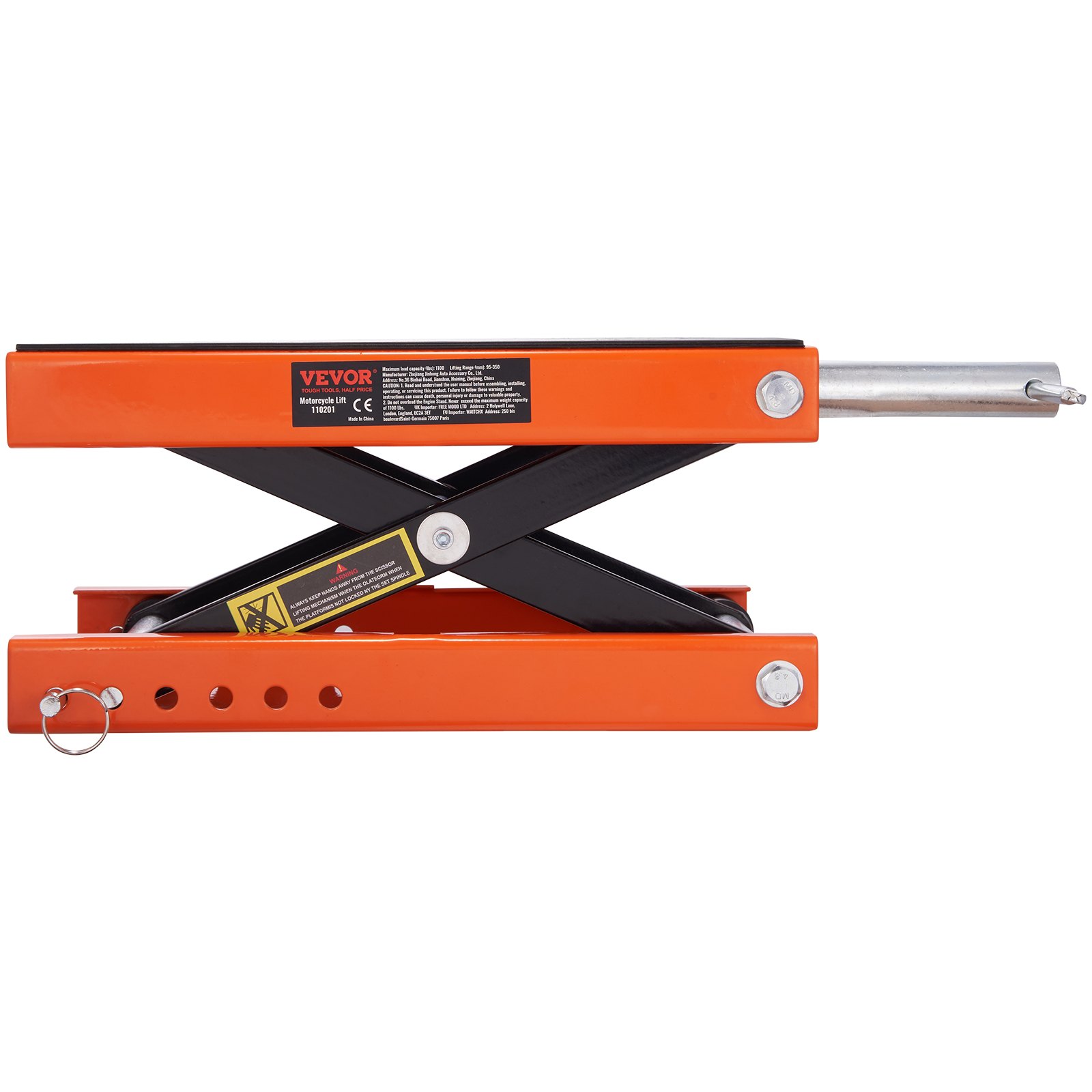 Motorcycle Lift, 1100 LBS Motorcycle Scissor Lift Jack With Wide Deck & Safety Pin, Center Hoist Crank Stand, Steel Scissor Jack For Street Bikes, Cruiser Bikes, Touring Motorcycles image 6