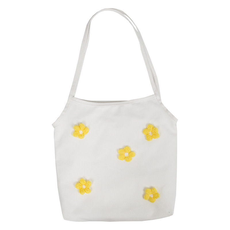 White bag yellow flower