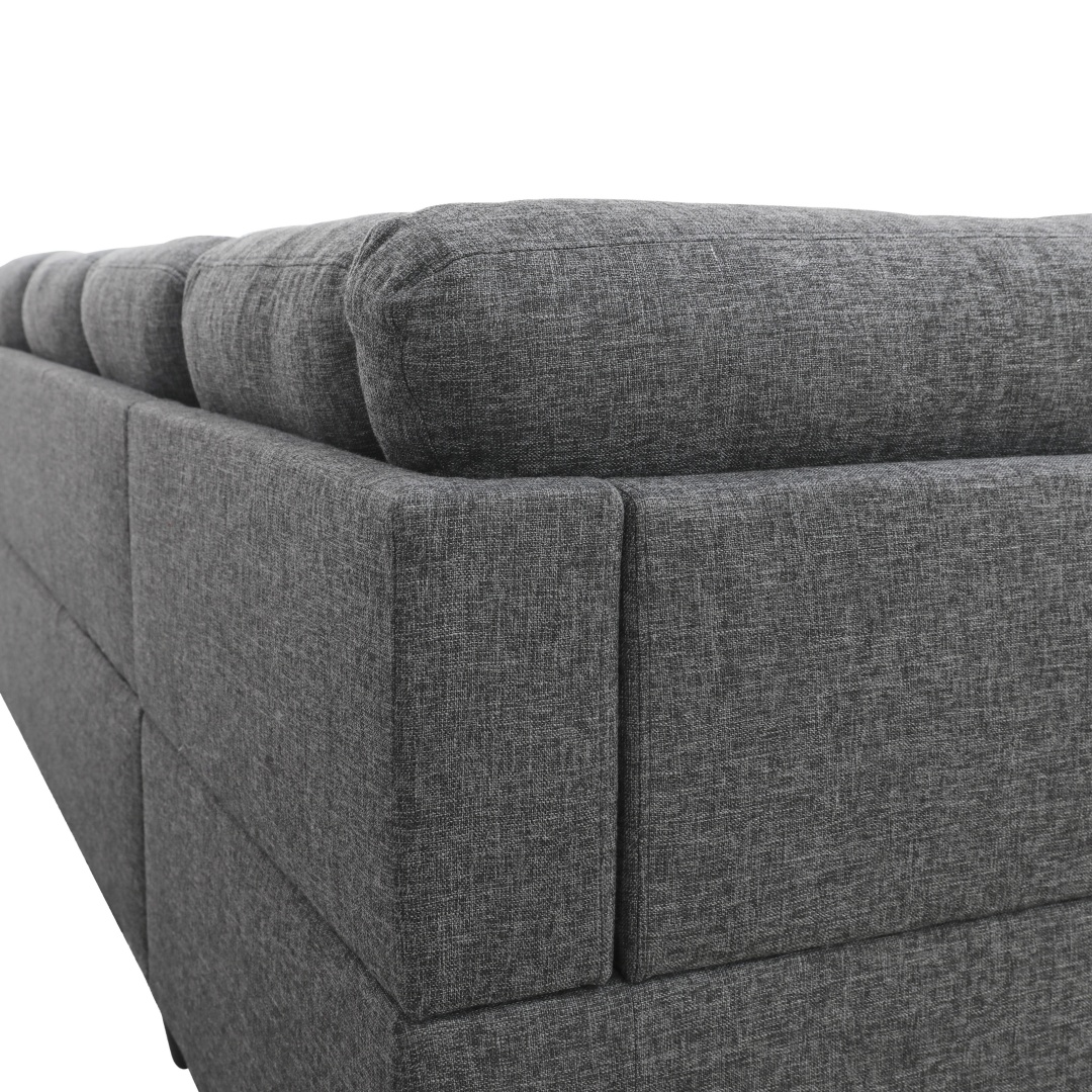 Pickup Only--Black Grey Linen 3-Piece Couch Living Room Sofa Set