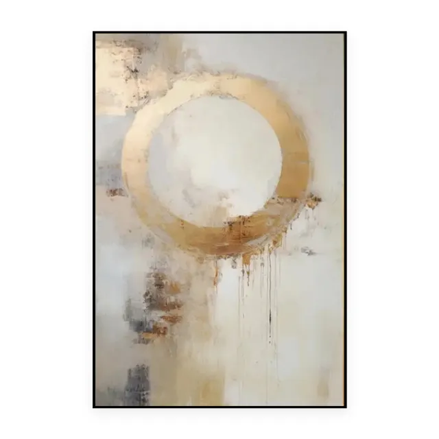 Handmade Oil Painting Canvas Wall Art Decoration Modern Abstract Golden Circle For Home Decor Rolled Frameless Unstretched Painting Without Inner... Without Inner Frame - Shop at LoveMi