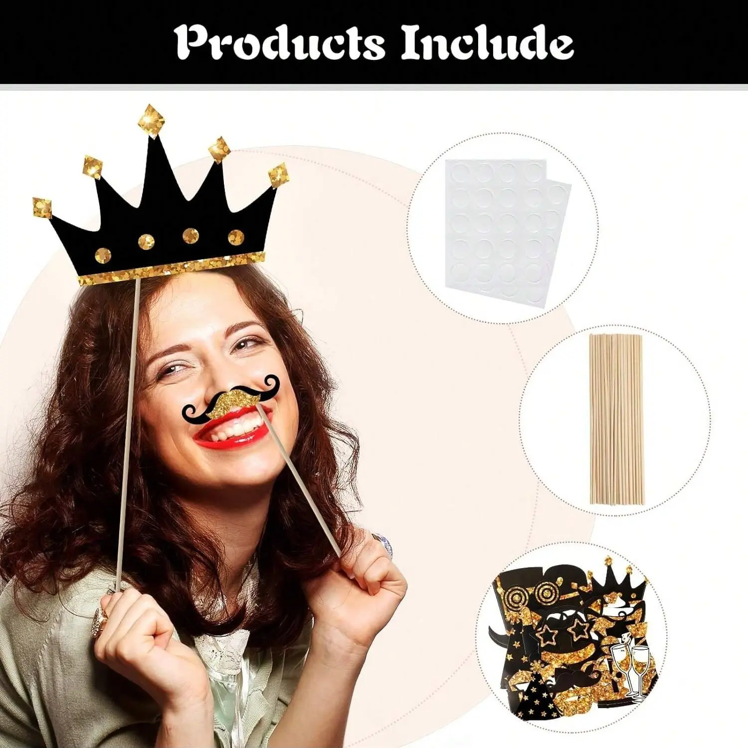 24 Pieces Party Photo Booth Props