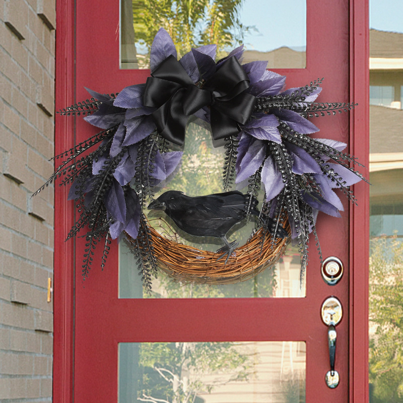 Halloween bowknot crow garland door hanging (halloween bow