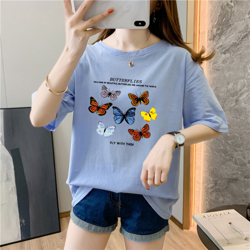 Title 6, Summer Butterfly Loose Large Size Half-sleeved ...