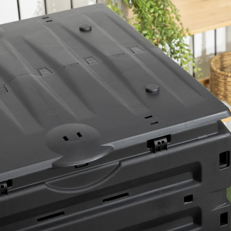 Garden Compost Bin, 120 Gallon 450L Garden Composter, BPA Free, With 80 Vents And 2 Sliding Doors, Lightweight & Sturdy, Fast Creation Of Fertile Soil, Black