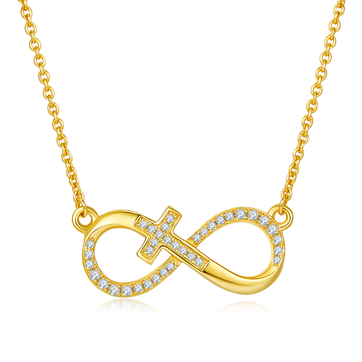 S925 Sterling Silver 3.7g 45cm Infinity Cross Necklace 36 Stone Moissanite Pendant With GRA, Platinum Plated Christian Jewelry Gift Box Set For Women