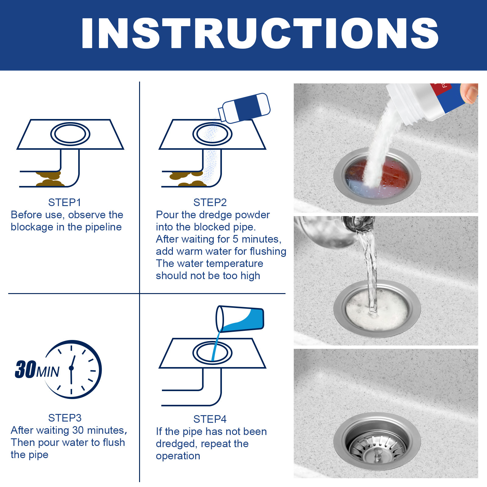 JUE-FISH Pipe Dredger Kitchen Bathroom Sewer Pipe Odor Cleaning, Dissolving And Preventing Blockage image 3