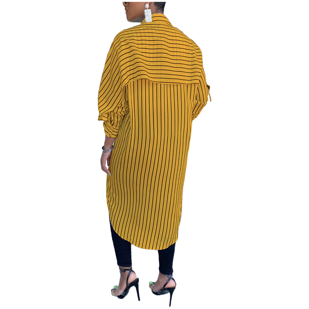 Title 9, Striped Shirt Loose Long Thin Coat Choose Top