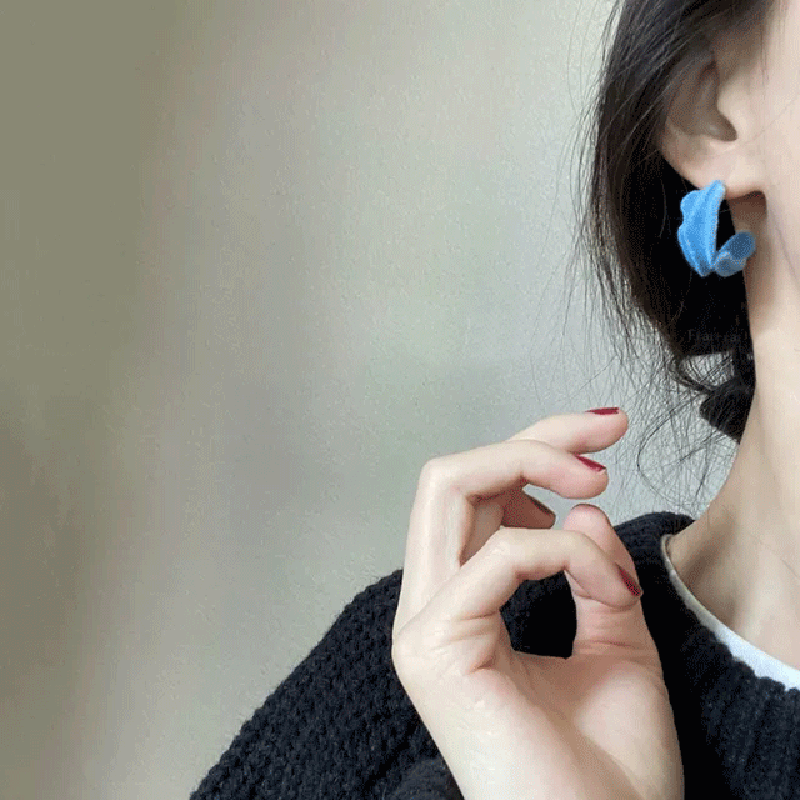 S925 Silver Needle Flocking Irregular Type C Earrings