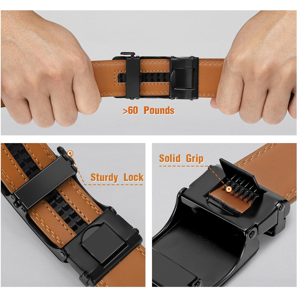 Men Belt Leather Belt For Men With Anti-Scratch Buckle Control Design For Formal Work Or Casual