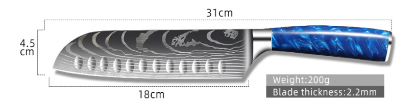 8-дюймовый нож шеф-повара с ручкой из синей смолы