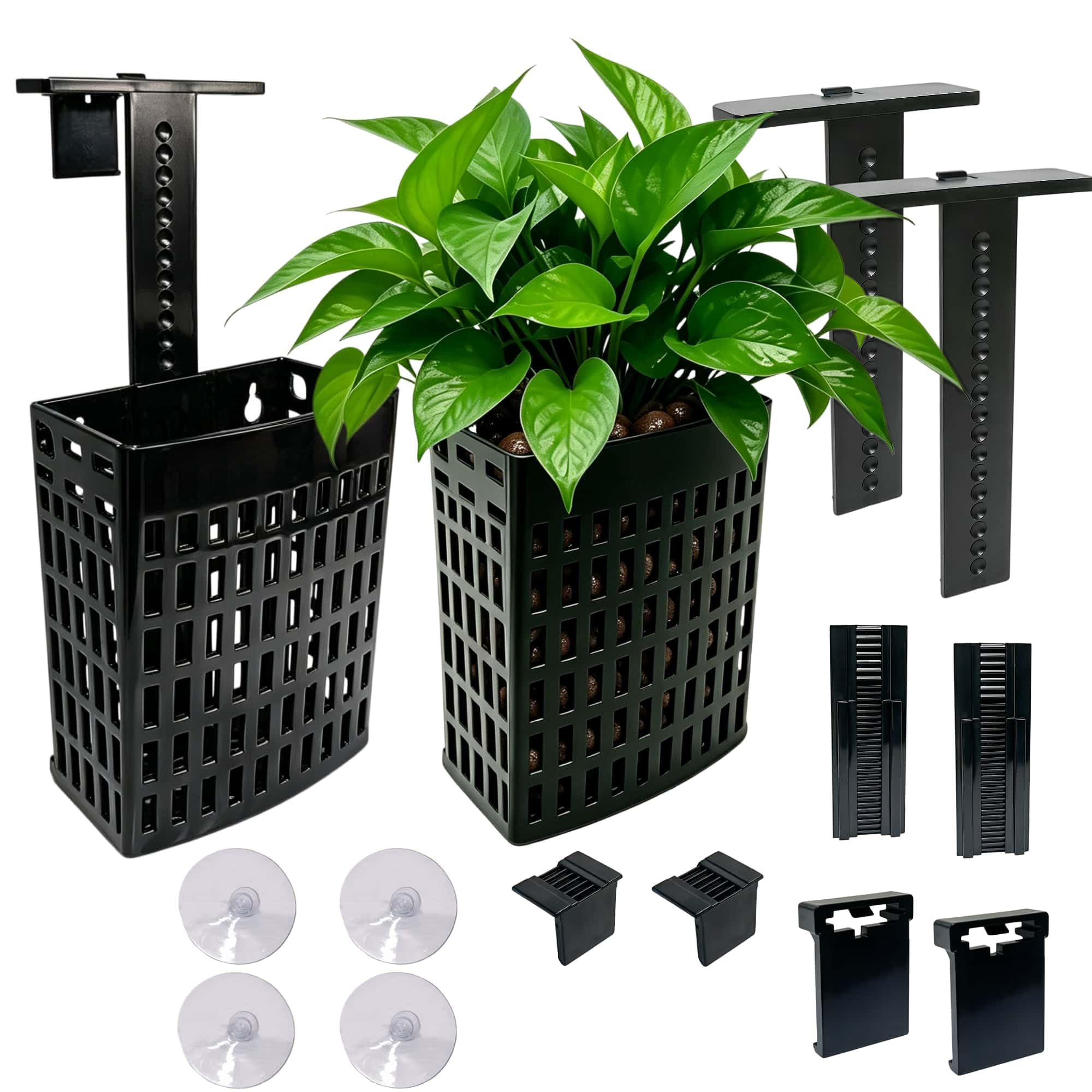 2 Pack Upgraded Aquarium Plant Holder, Adjustable Width And Height Hook Fish Tank Plant Holder With Suction Cup For Aquascape Decor