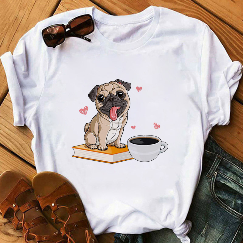 Title 4, Pet Dog Cartoon Print Round Neck Short Sleeve