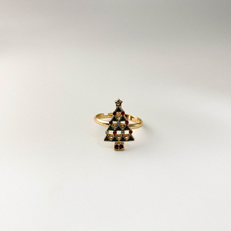 Christmas Ring Santa Claus Dripping Oil Index Finger Ring Christmas Tree