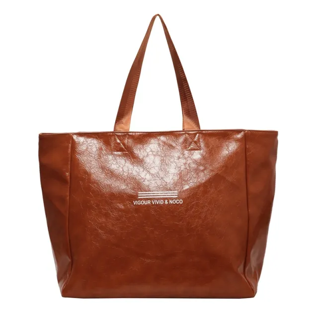 Large Capacity Tote Bag Women Fashion Versatile Solid Shoulder Bags Waterproof Designer Luxury Handbag Trend Personalized Travel Bag Brown - Shop at LoveMi