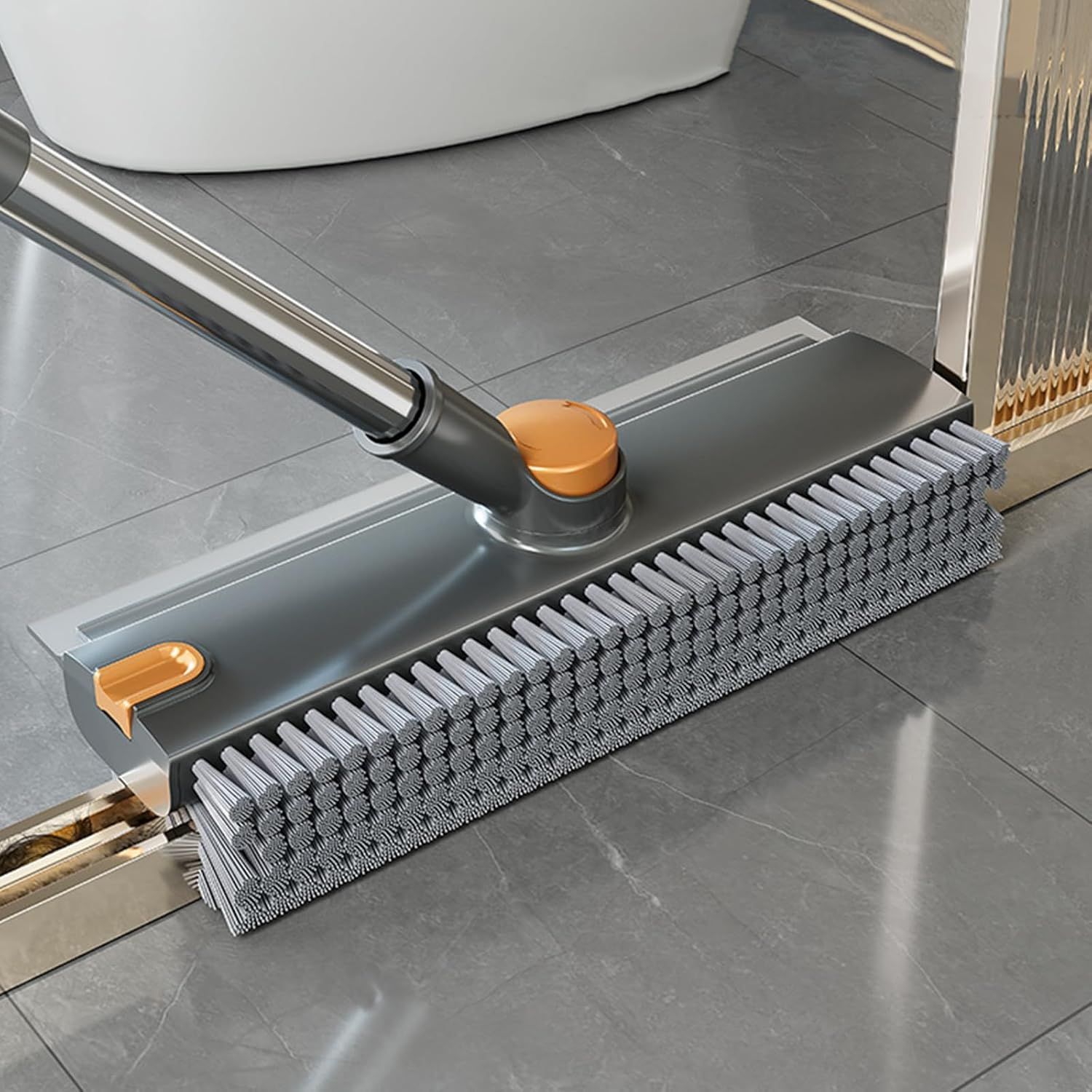 Scrub Brush With Long Handle, Floor Scrub Brush Squeegee Broom For Cleaning, 3 In 1 Shower Scrubber Floor Broom Squeegee For Concrete Tile Wall Deck Patio Grey — foto 3