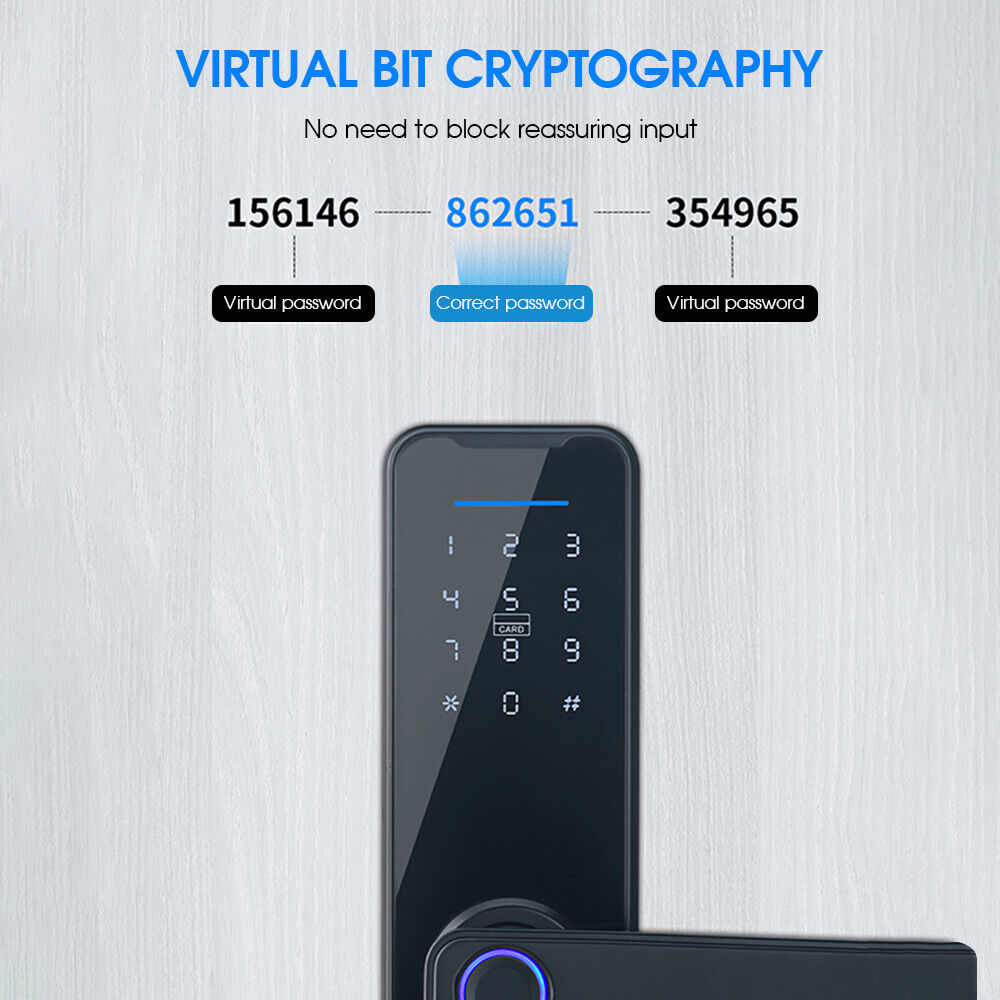 Electronic Bluetooth Door Lock T Uya APP Fingerprint Card Password Key Entry Lock 2