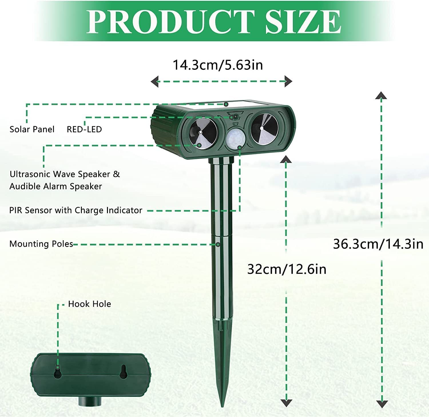 1x Ultrasonic Solar Cat Dog Repellent Fox Pest Scarer Deterrent Repeller Garden