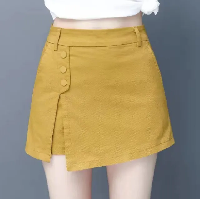 Women's New Literary Wide Leg Shorts Skirt Women Yellow - Shop at LoveMi