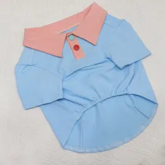 Contrasting Color Short Body Bulldog Dog Clothes - Blue - View 1