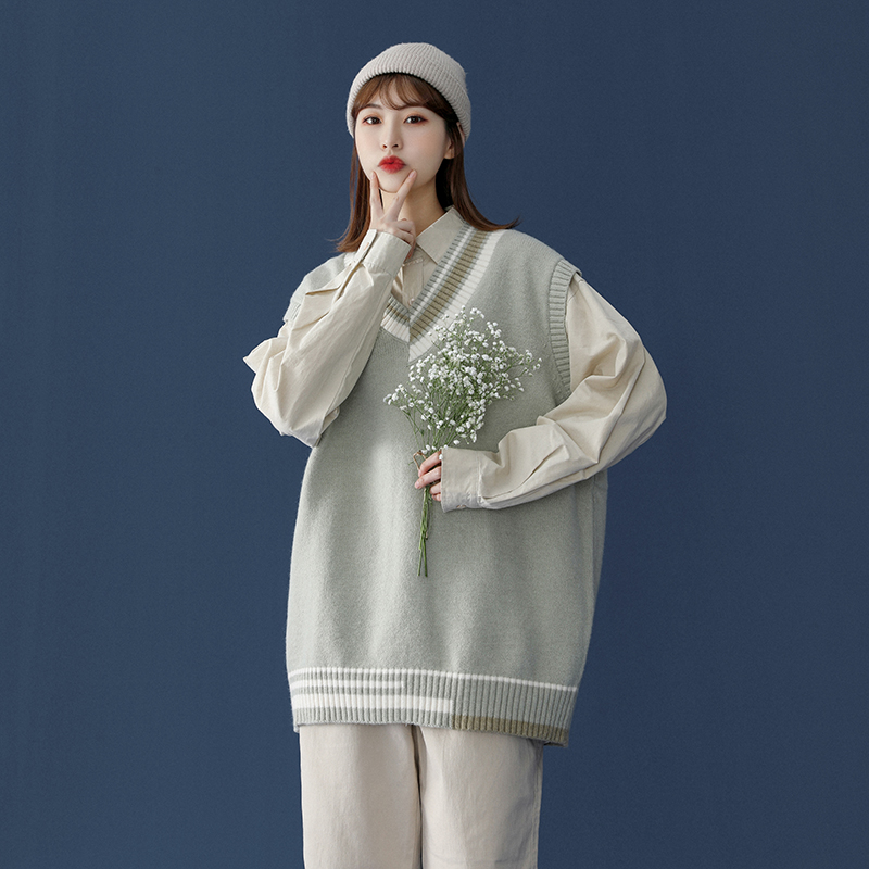Vest Vest Knitted All-match Thin Gray Outer Japanese Niche Sweater