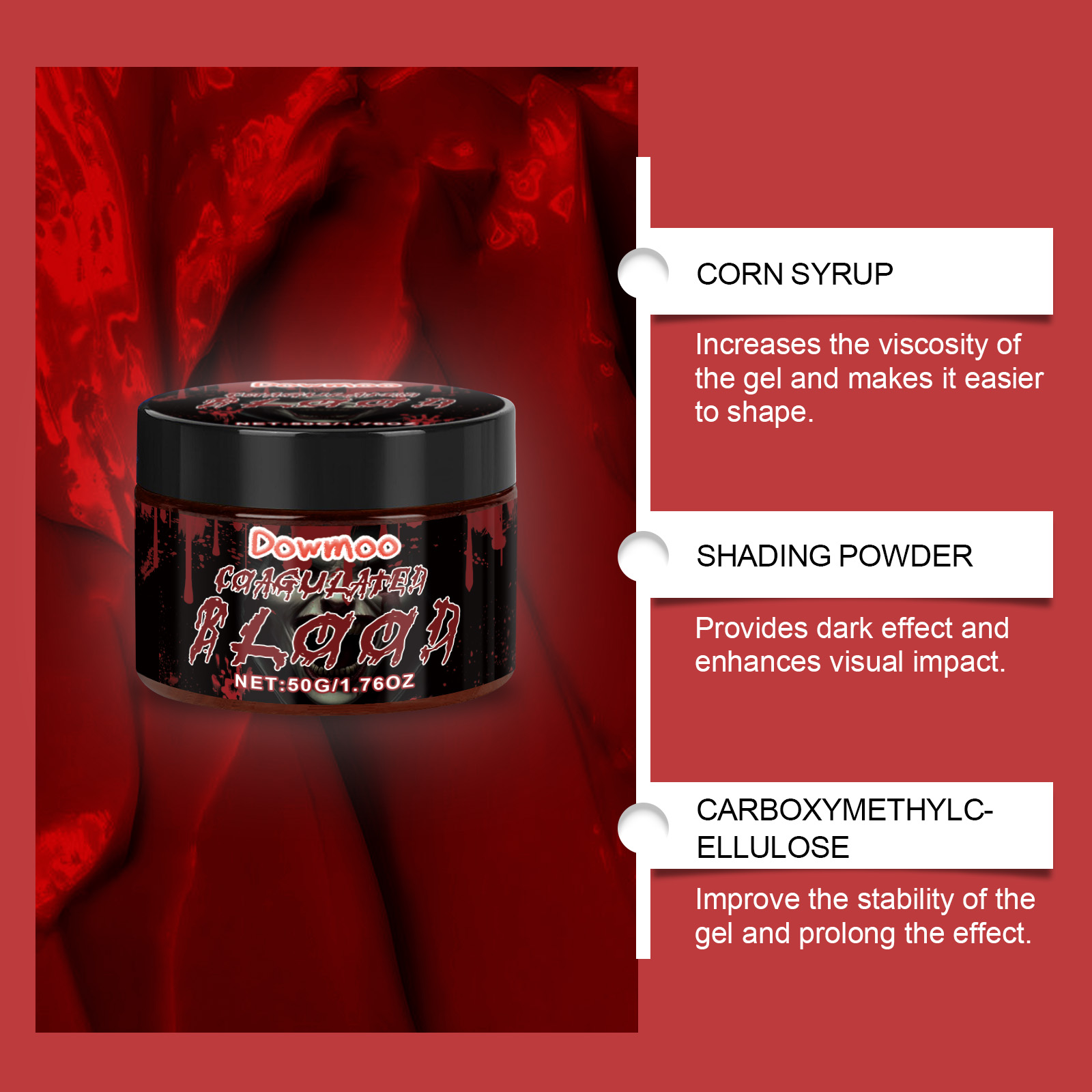 Halloween Fake Blood Makeup Kit, Realistic Artificial Blood Set For Clown Monster Cosplay Prank Party