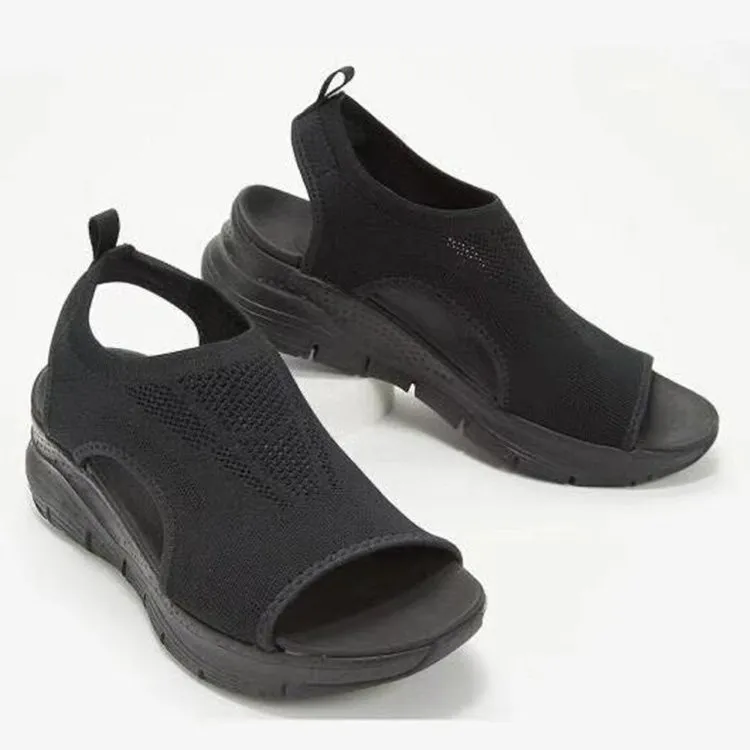 Flat-bottomed flying fish mouth shoes - Black
