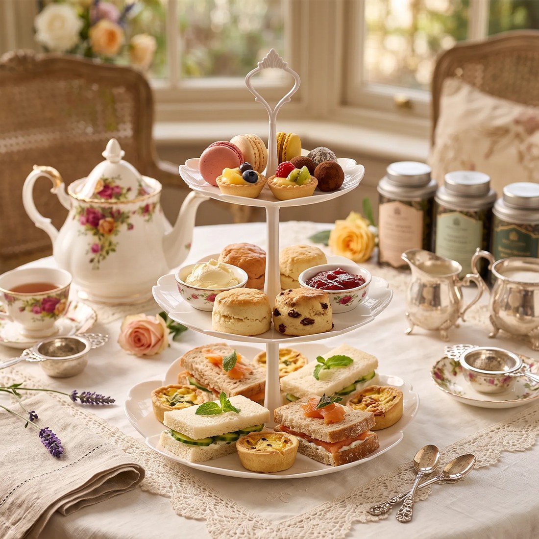 2PCS 3 Tier Cake Stand Afternoon Tea Wedding Plates Party