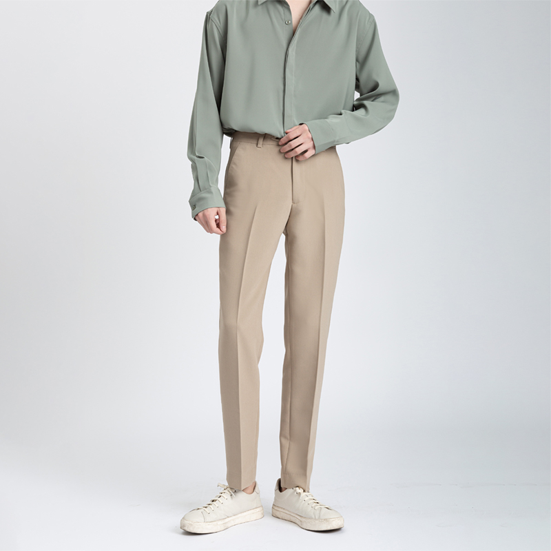 Draping Casual Men's Nine-point Suit Trousers Straight