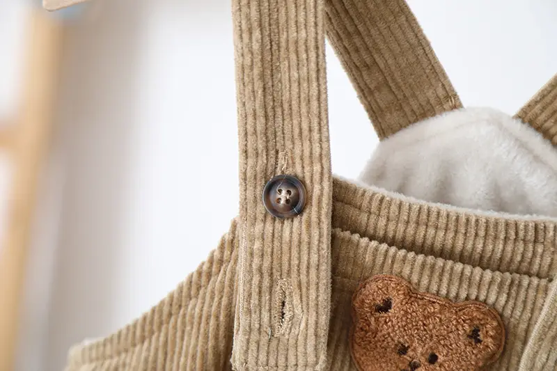 Preschool Children's Corduroy Plush Snap Strap Pants
