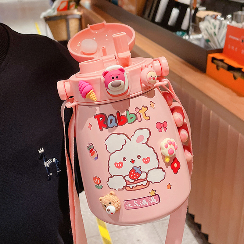 Cute Children's Straw Stainless Steel Pot Belly Cup - Image 7