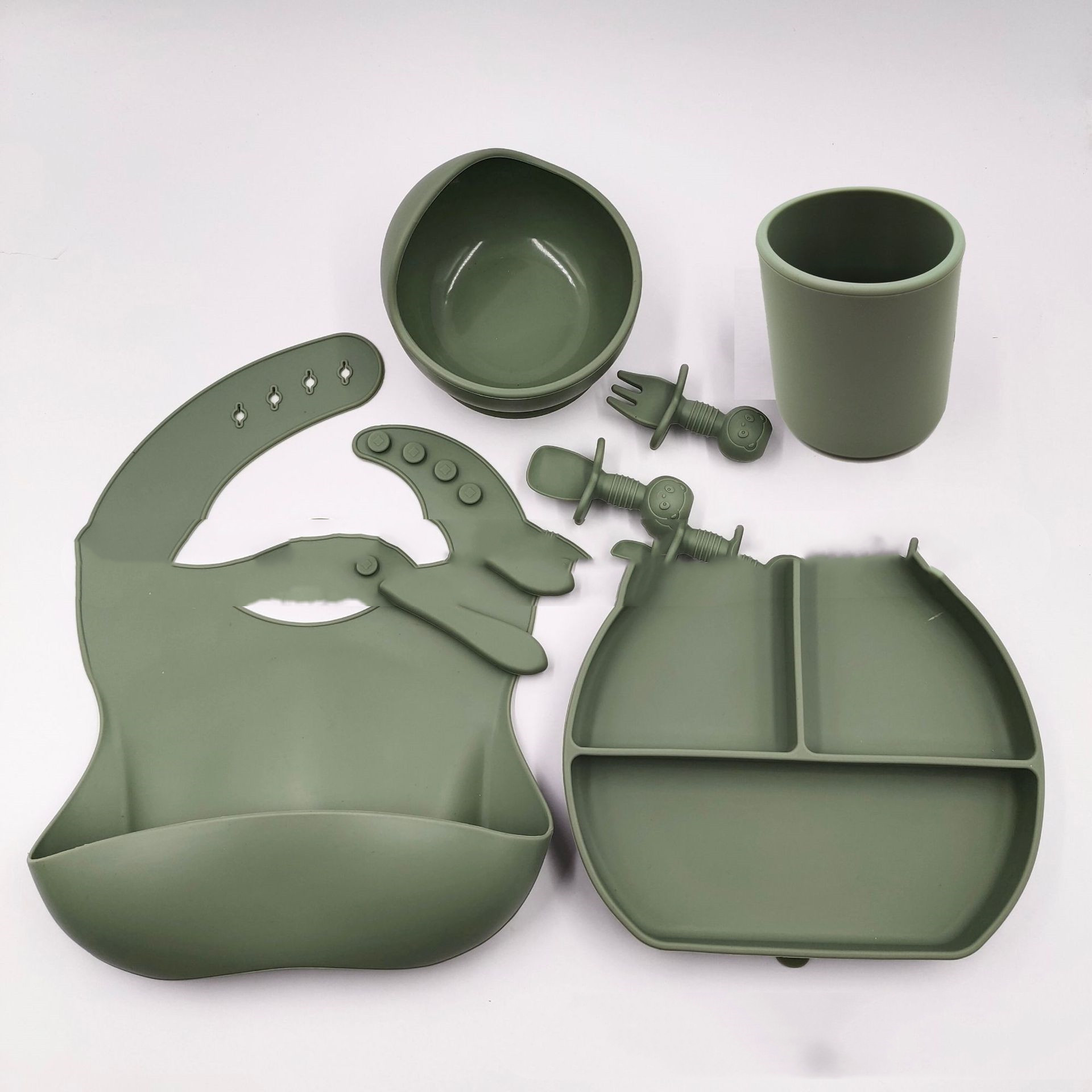 c7c04427 fbe6 4018 b923 904f33b08f5d - Silicone Children's Cutlery Set Baby Food Supplement Plate
