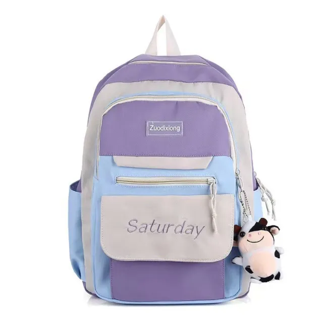 Simple College Casual Waterproof Schoolbag Purple - Shop at LoveMi